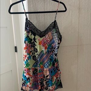Josie Floral Lace Trim Women's Romper S
